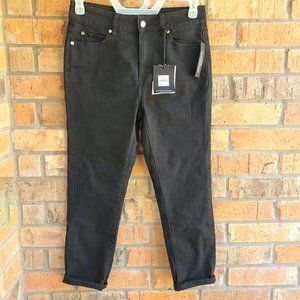 Tahari Womens Crop Jeans High Rise Capri Roll Cuffs Black Size 8/29